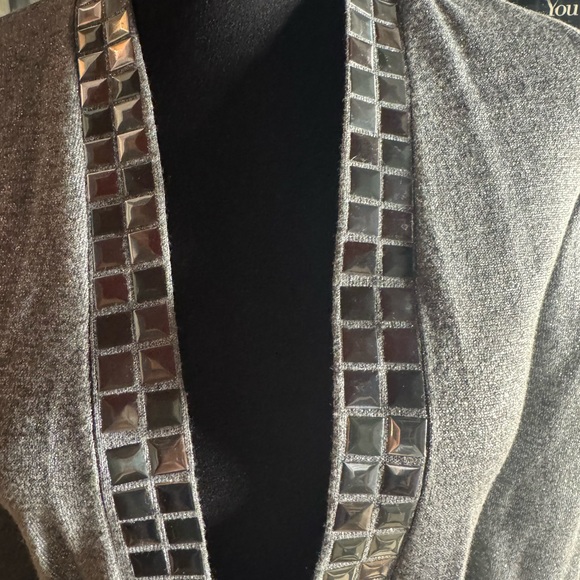 Cache Silver Mettalic Sweater Jacket S - Picture 2 of 9